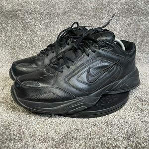 Nike Mens Air Monarch III 3 Black Leather Sneakers Comfort Dad Shoes Size 10.5